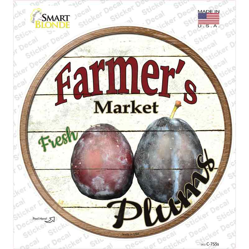 Farmers Market Plum Novelty Circle Sticker Decal Small