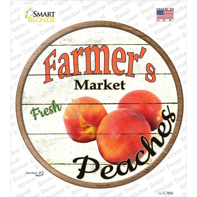 Farmers Market Peaches Novelty Circle Sticker Decal Small