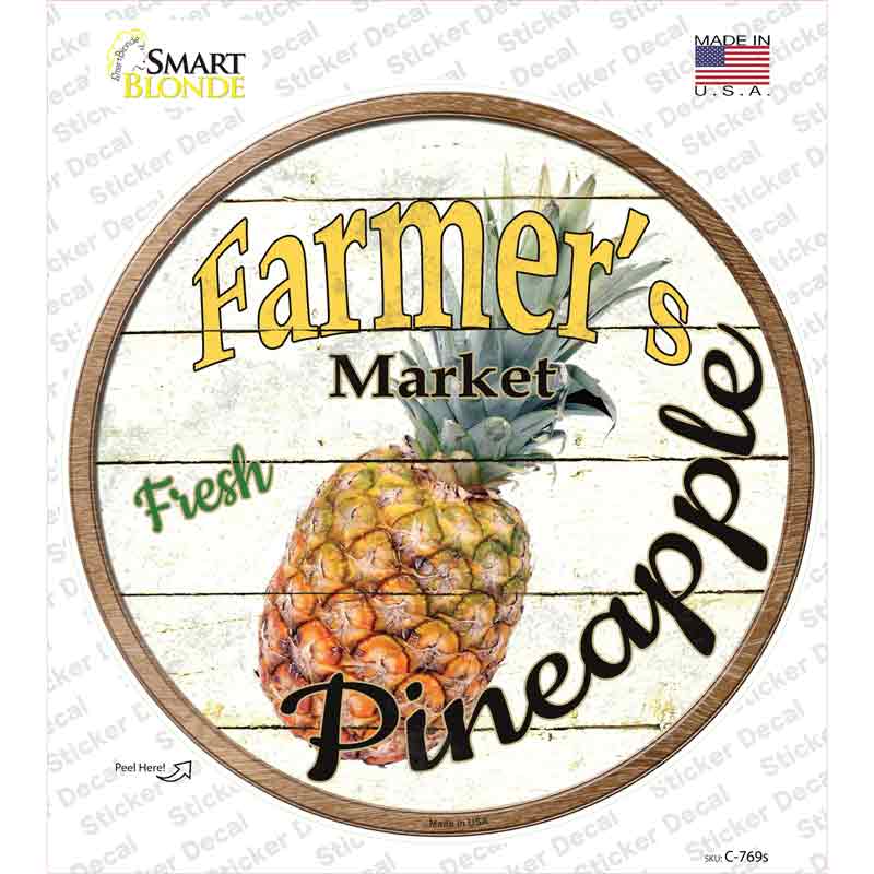 Farmers Market Pineapple Novelty Circle Sticker Decal Small