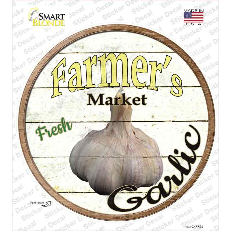 Farmers Market Garlic Novelty Circle Sticker Decal Small