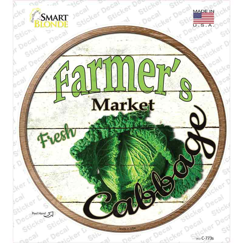 Farmers Market Cabbage Novelty Circle Sticker Decal Small