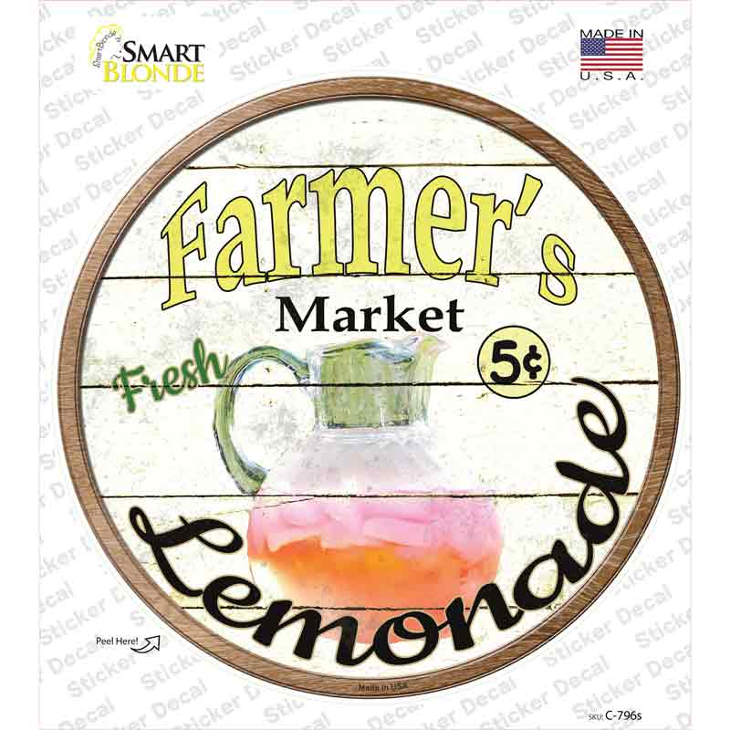 Farmers Market Lemonade Novelty Circle Sticker Decal Small