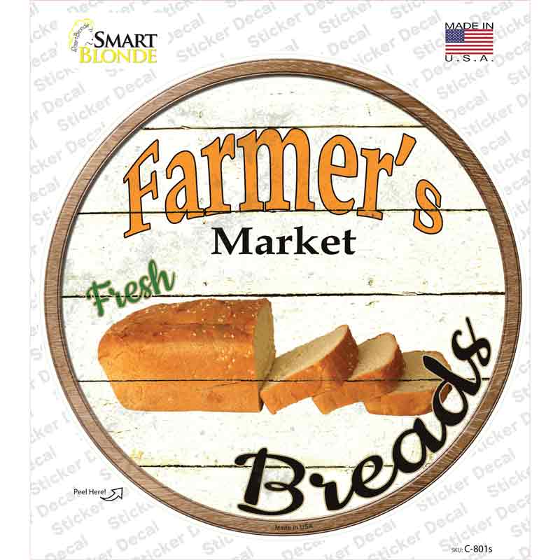 Farmers Market Breads Novelty Circle Sticker Decal Small