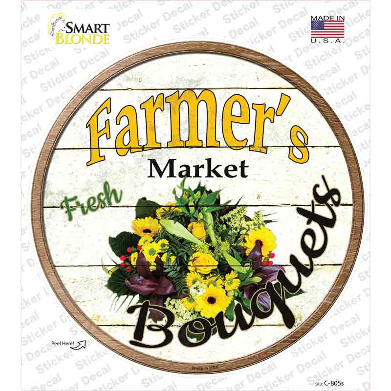 Farmers Market Bouquets Novelty Circle Sticker Decal Small