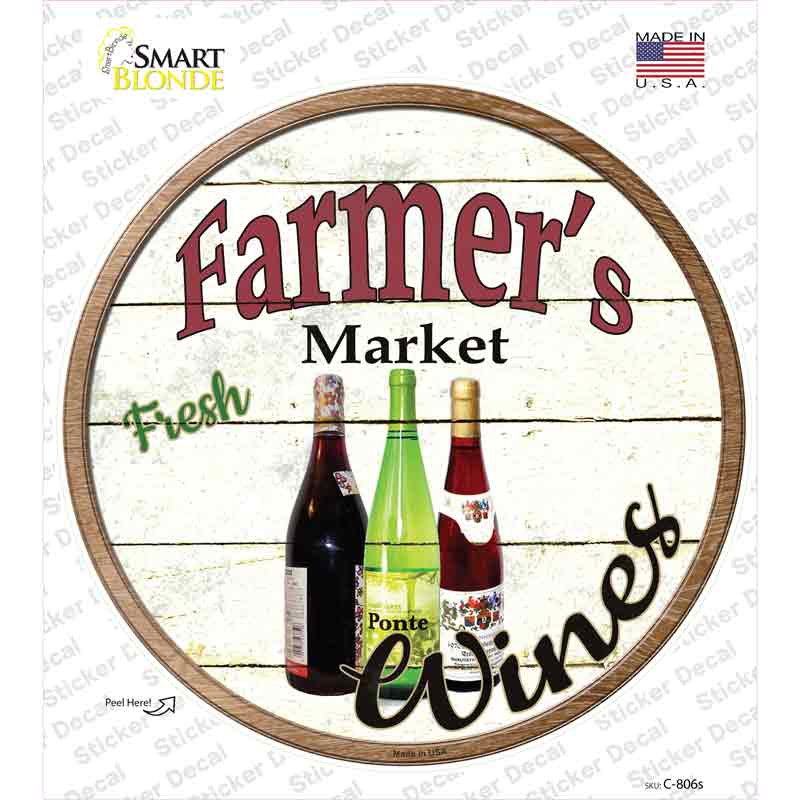 Farmers Market Wines Novelty Circle Sticker Decal Small