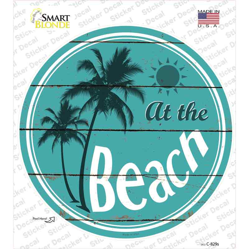 At The Beach Novelty Circle Sticker Decal Small