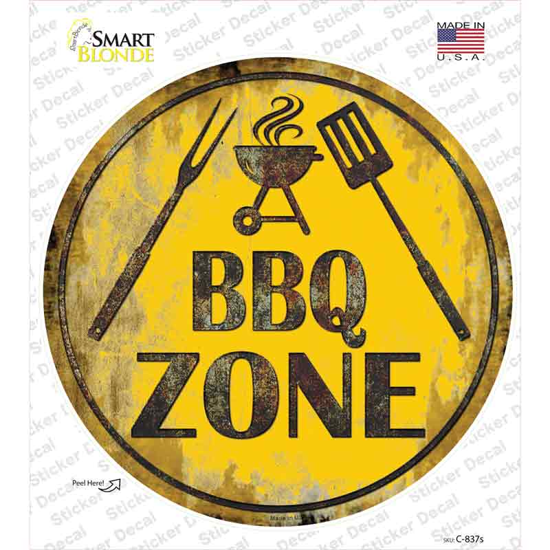 BBQ Zone Novelty Circle Sticker Decal Small