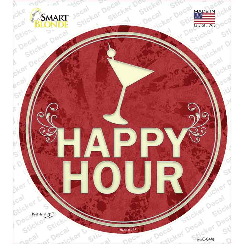 Happy Hour Novelty Circle Sticker Decal Small