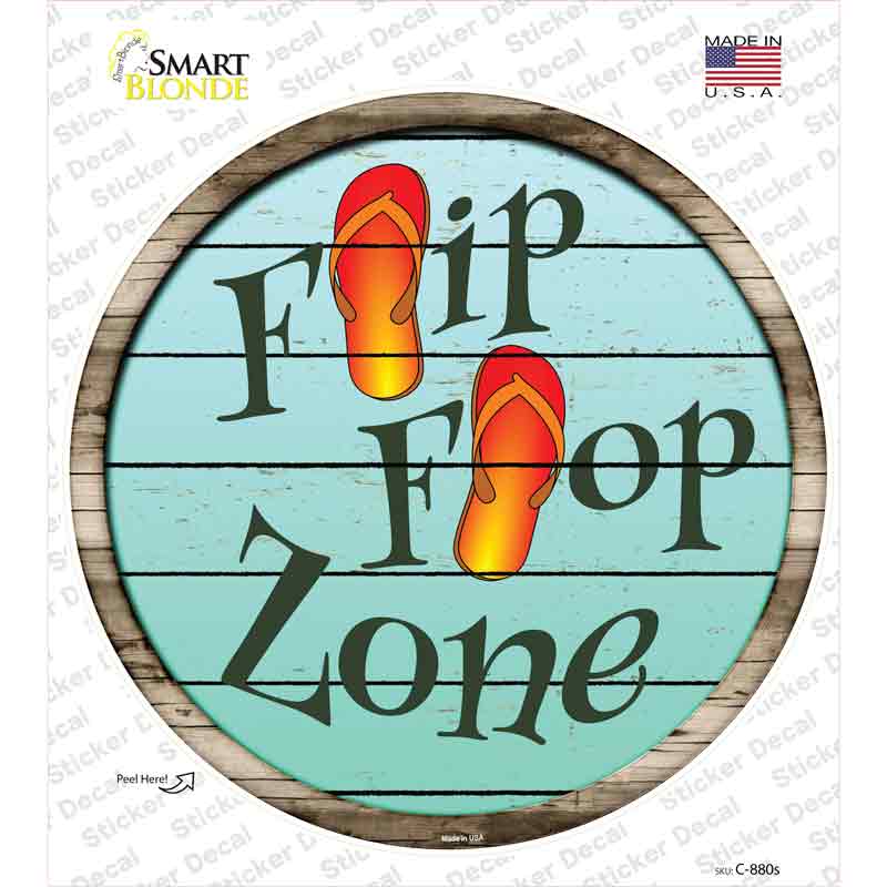 Orange Flip Flop Zone Novelty Circle Sticker Decal Small