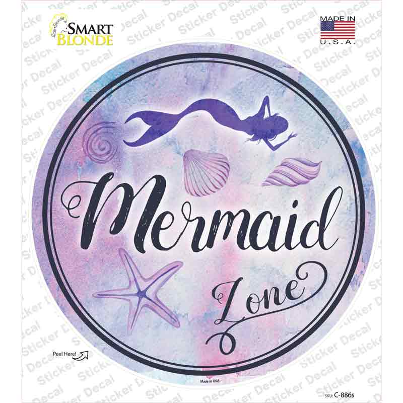 Mermaid Zone Novelty Circle Sticker Decal Small