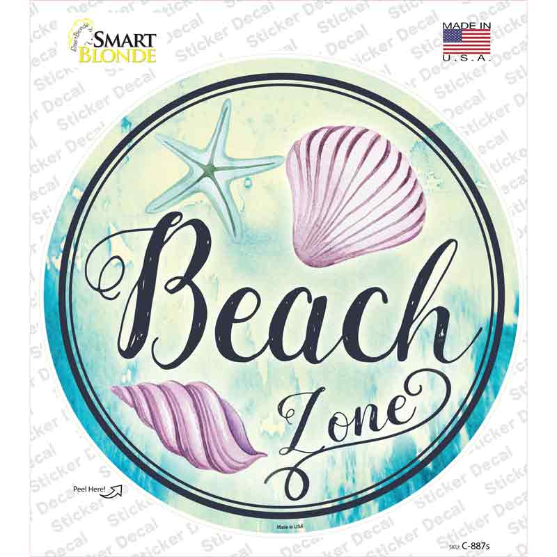 Beach Zone Novelty Circle Sticker Decal Small