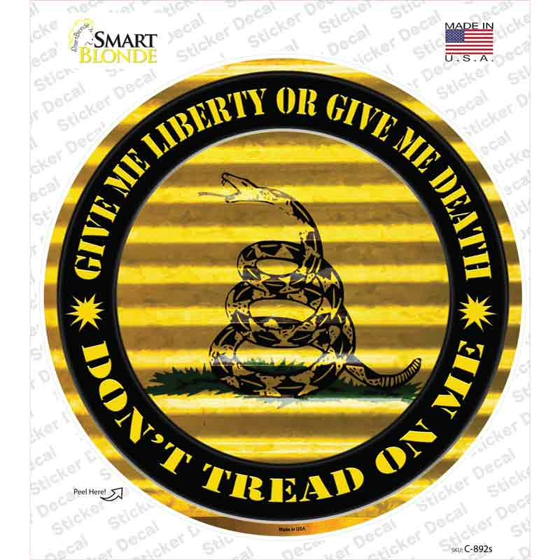 Dont Tread On Me Yellow Novelty Circle Sticker Decal Small