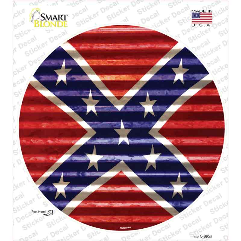 Confederate Flag Wavy Novelty Circle Sticker Decal Small