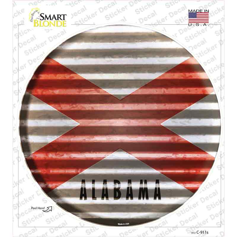 Alabama Flag Corrugated Novelty Circle Sticker Decal Small