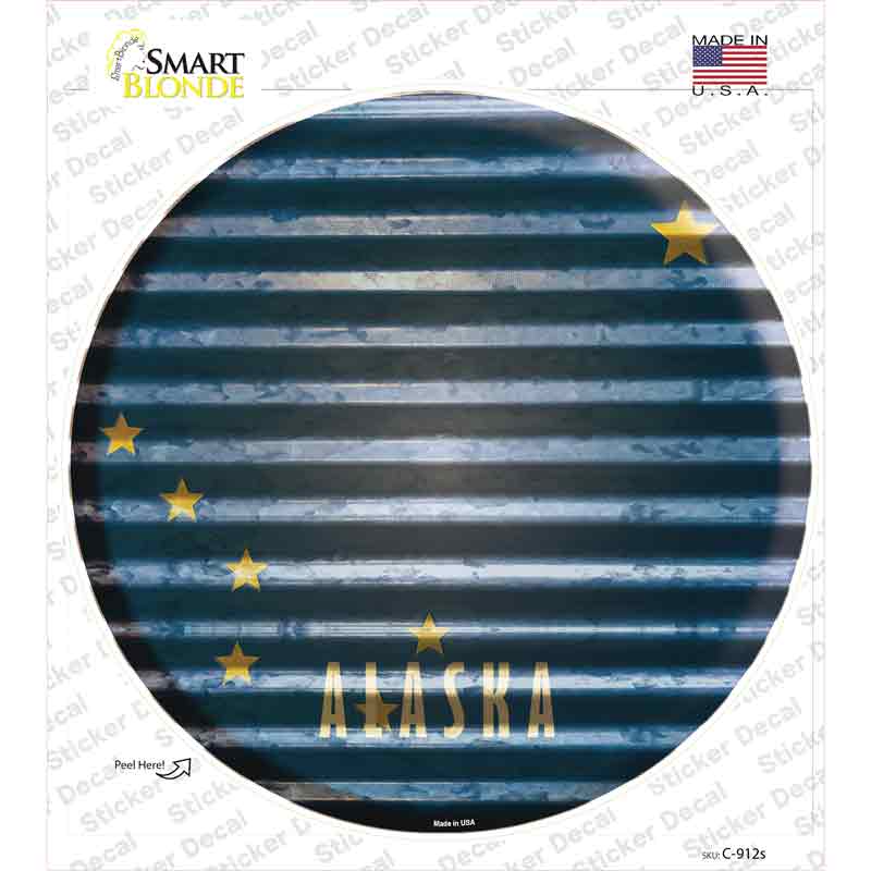 Alaska Flag Corrugated Novelty Circle Sticker Decal Small