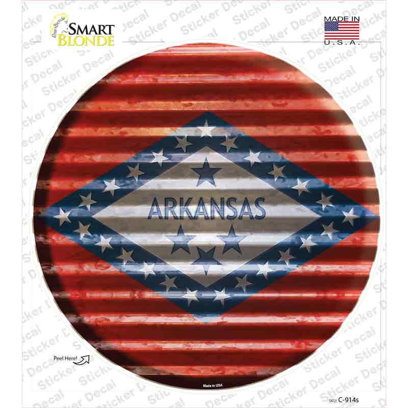 Arkansas Flag Corrugated Novelty Circle Sticker Decal Small