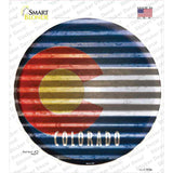 Colorado Flag Corrugated Novelty Circle Sticker Decal