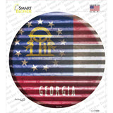 Georgia Flag Corrugated Novelty Circle Sticker Decal Small