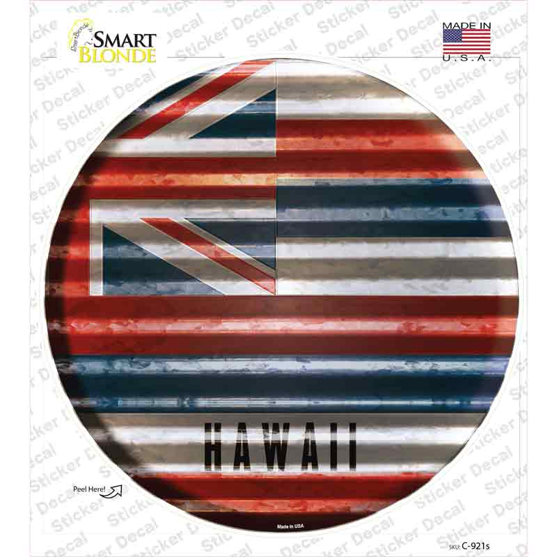 Hawaii Flag Corrugated Novelty Circle Sticker Decal Small