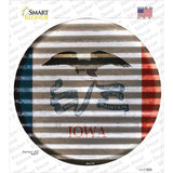 Iowa Flag Corrugated Novelty Circle Sticker Decal Small