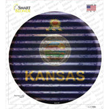 Kansas Flag Corrugated Novelty Circle Sticker Decal Small