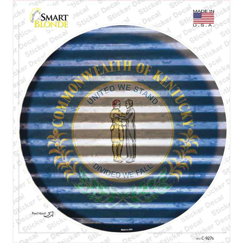 Kentucky Flag Corrugated Novelty Circle Sticker Decal
