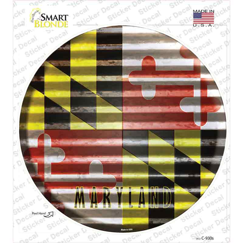 Maryland Flag Corrugated Novelty Circle Sticker Decal Small