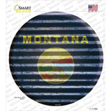 Montana Flag Corrugated Novelty Circle Sticker Decal Small