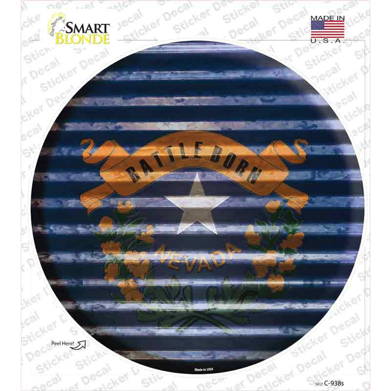 Nevada Flag Corrugated Novelty Circle Sticker Decal Small