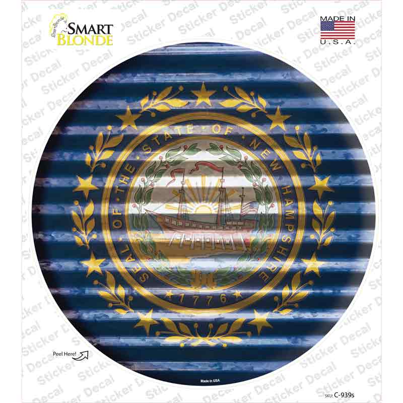 New Hampshire Flag Corrugated Novelty Circle Sticker Decal Small