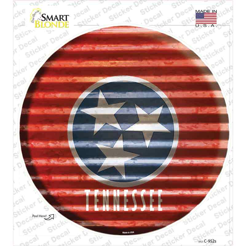 Tennessee Flag Corrugated Novelty Circle Sticker Decal Small