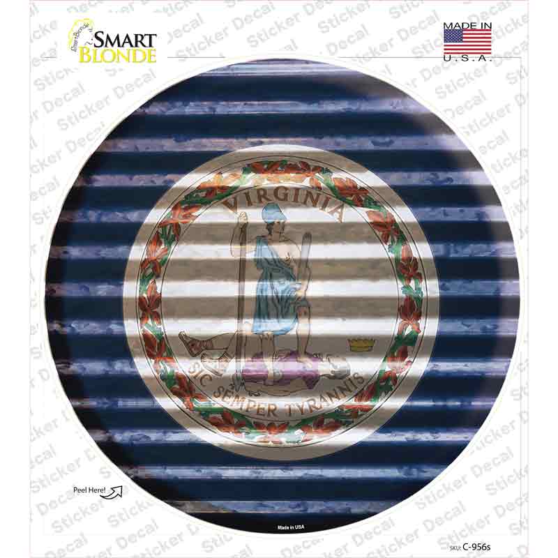 Virginia Flag Corrugated Novelty Circle Sticker Decal Small