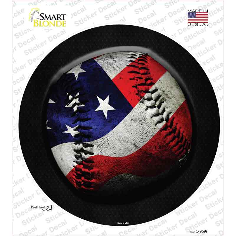 American Baseball Novelty Circle Sticker Decal Small