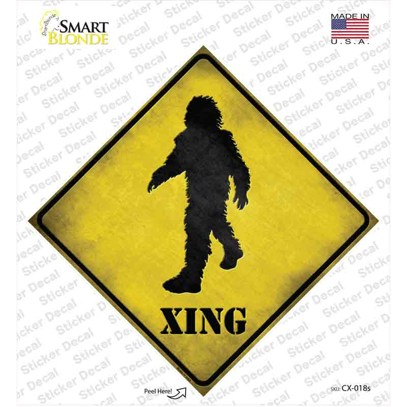 Bigfoot Xing Novelty Diamond Sticker Decal Small