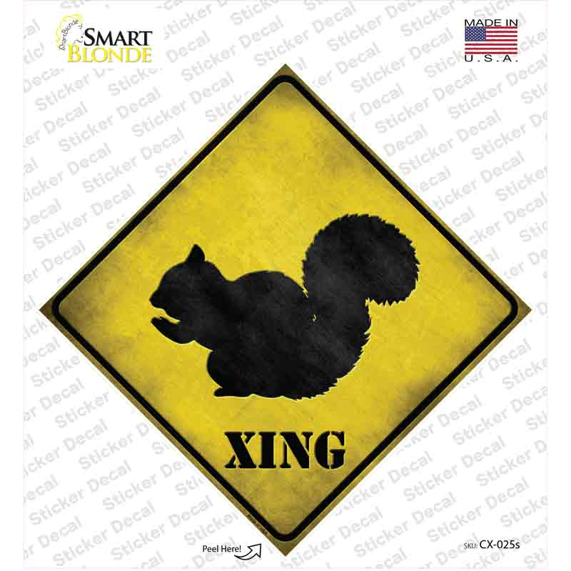 Squirrel Xing Novelty Diamond Sticker Decal Small