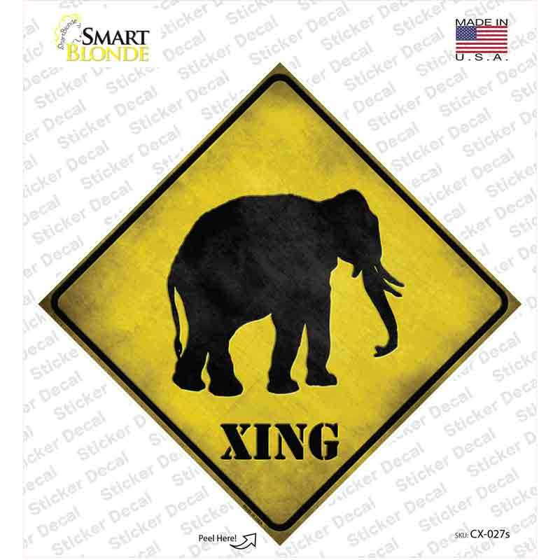 Elephant Xing Novelty Diamond Sticker Decal Small