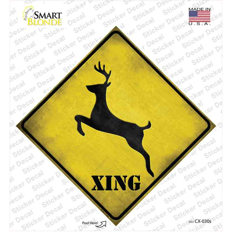 Deer Xing Novelty Diamond Sticker Decal Small