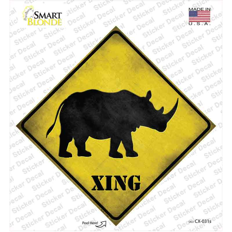 Rhino Xing Novelty Diamond Sticker Decal Small