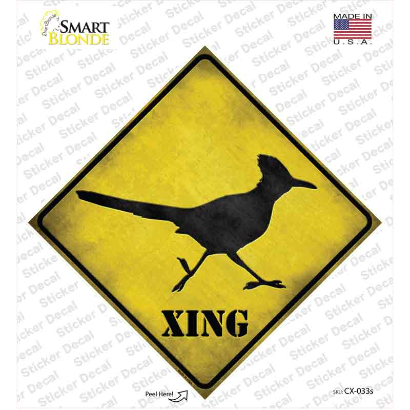 Roadrunner Xing Novelty Diamond Sticker Decal Small