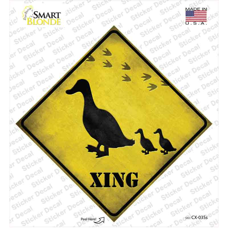 Ducks Xing Novelty Diamond Sticker Decal Small