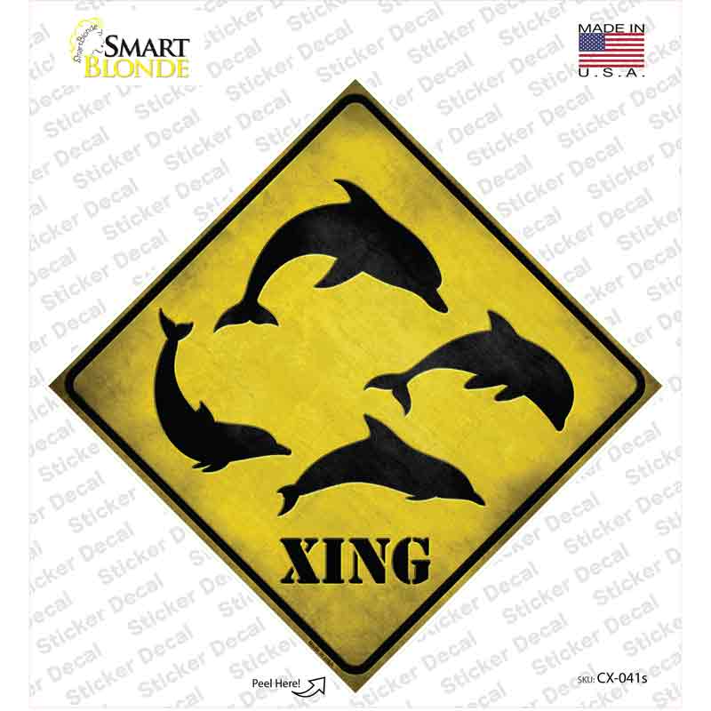 Dolphins Xing Novelty Diamond Sticker Decal Small