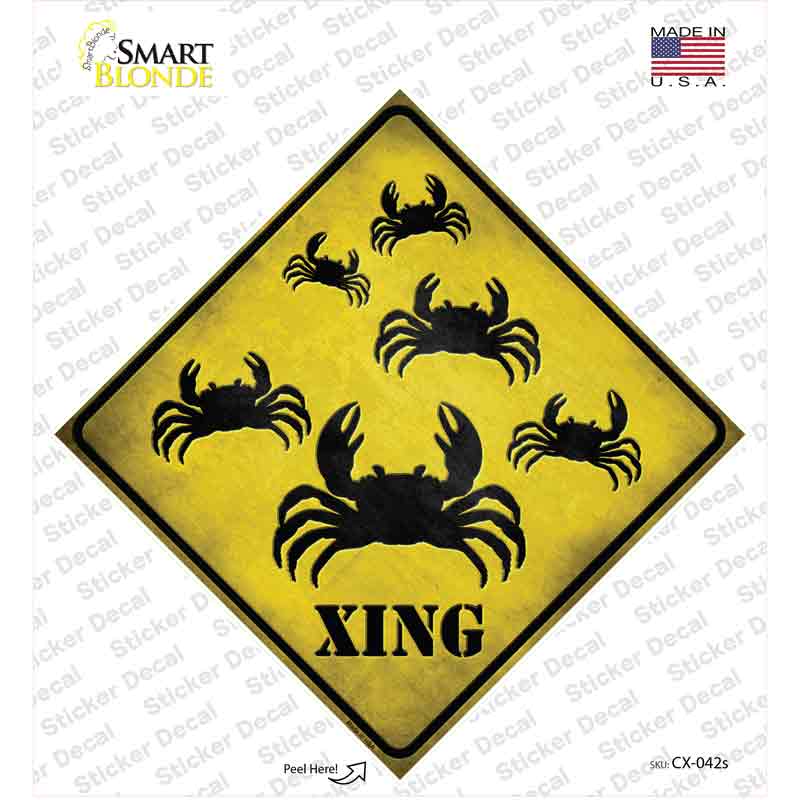 Crab Xing Novelty Diamond Sticker Decal Small