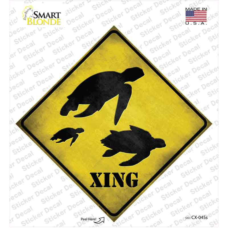 Turtle Xing Novelty Diamond Sticker Decal Small