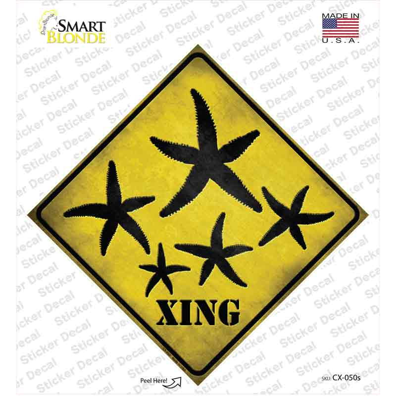 Starfish Xing Novelty Diamond Sticker Decal Small