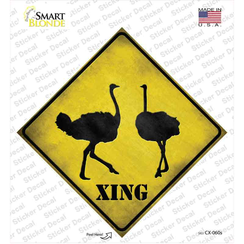 Ostrich Xing Novelty Diamond Sticker Decal Small