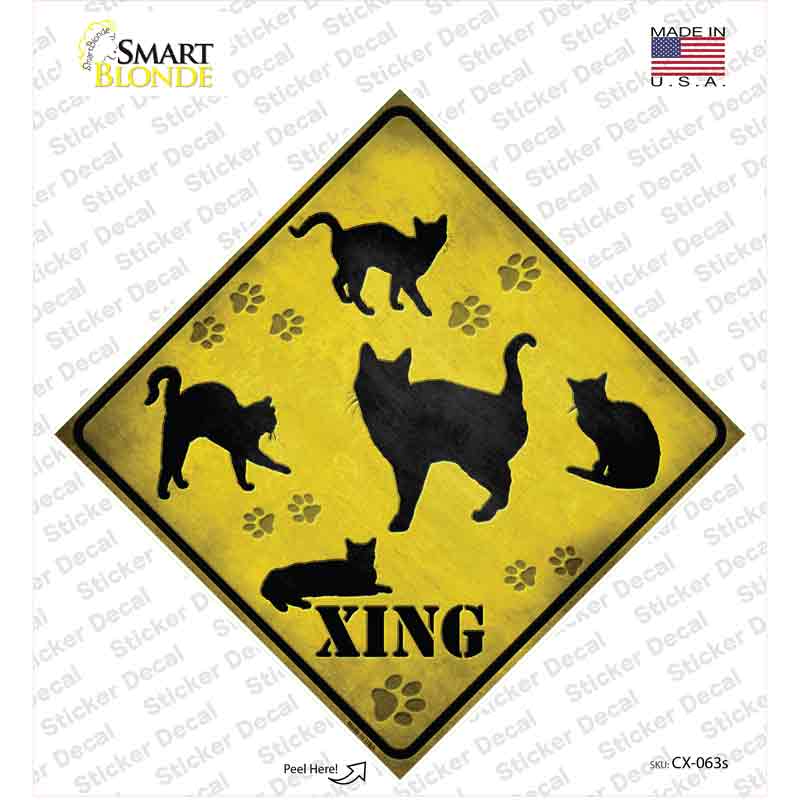 Cats Xing Novelty Diamond Sticker Decal Small