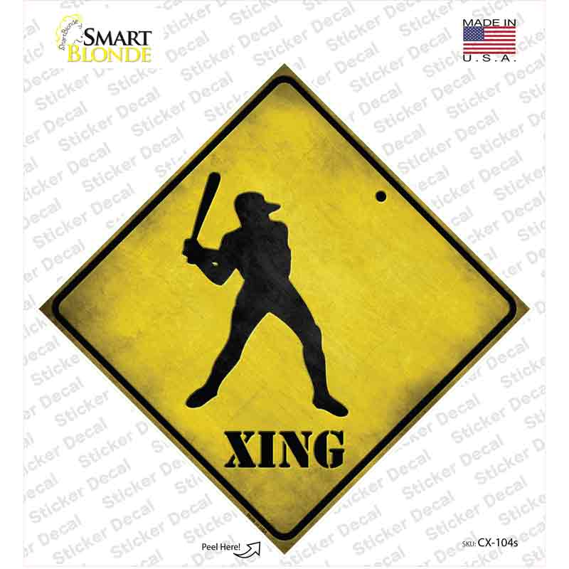 Baseball Xing Novelty Diamond Sticker Decal Small