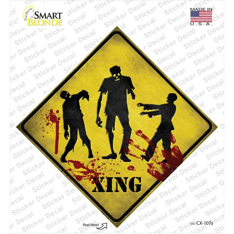 Zombies Xing Novelty Diamond Sticker Decal Small