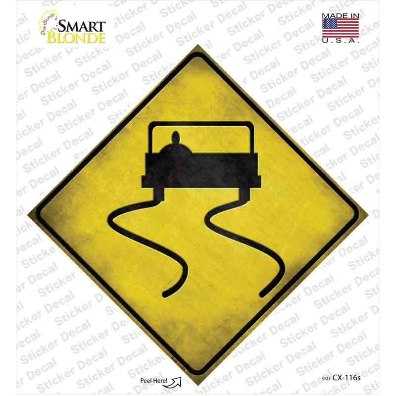 Slippery Road Novelty Diamond Sticker Decal