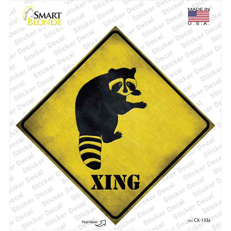 Raccoon Xing Novelty Diamond Sticker Decal Small